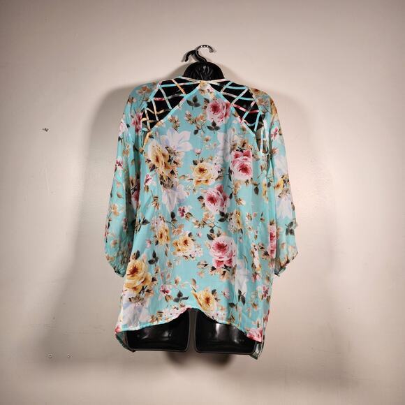 DAYTRIP by BUCKLE Kimono Womens Small S Pastel Floral Boho Feminine Romantic - Picture 3 of 10
